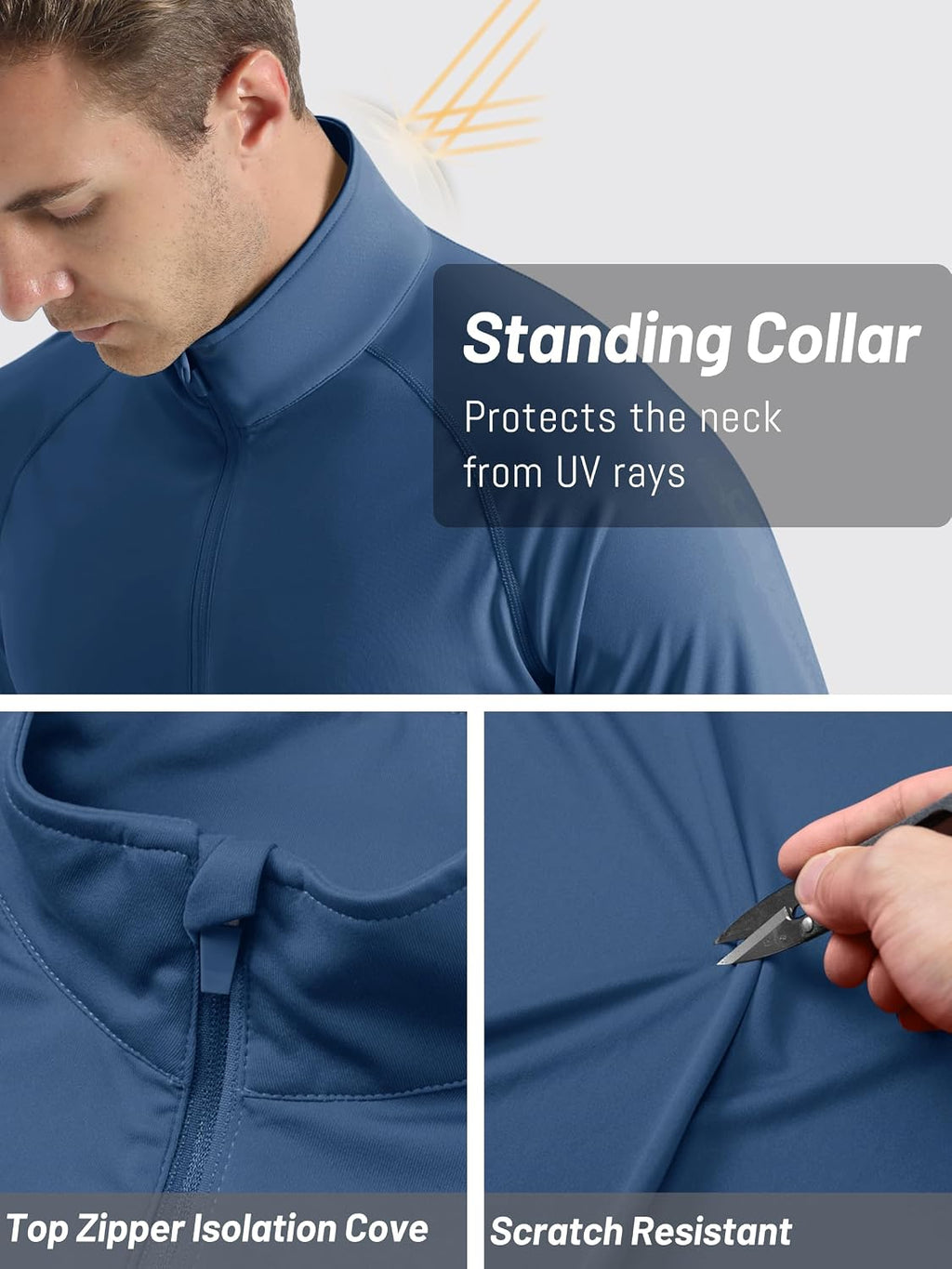 TACVASEN Men's Long Sleeve Athletic Shirts 1/4 Pullover Zip Sun Protection Rash Guard UPF 50+ Outdoor Running T-Shirts