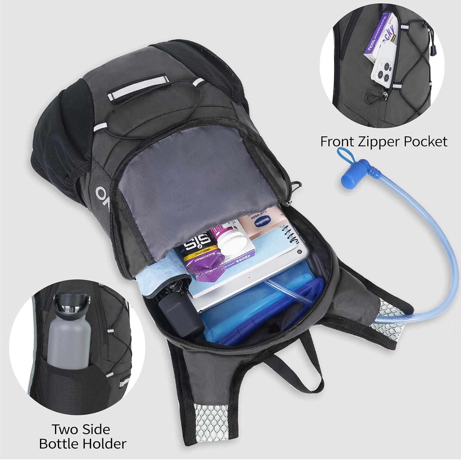 Lightweight Hydration Backpack, Running Backpack with 2L Water Bladder