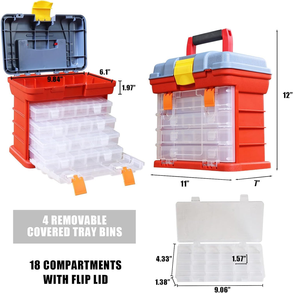 Torin Portable Tool Box, Small Parts Organizer with Drawers, tackle box