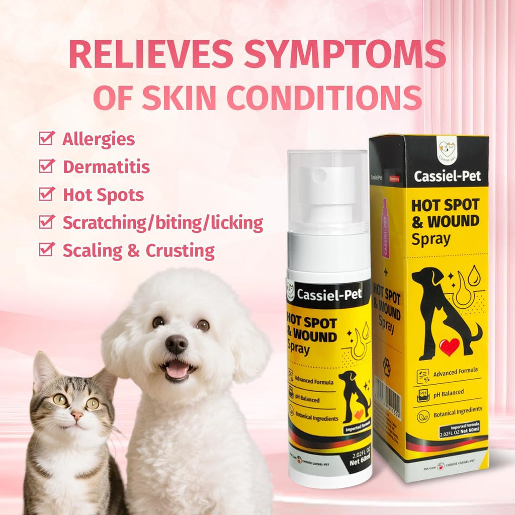 Hot Spot Spray Treatment, Wound Care & Itch Relief Spray for Dogs and Cats, Relives Scratching, Itchy Skin and Paw Licking, for All Animals, 2.02oz