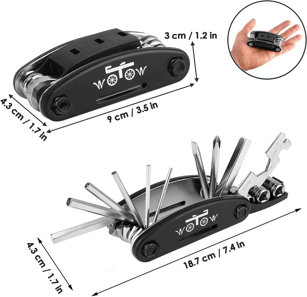 WOTOW Bike Tool Kit, Portable Repair Mountain Bicycle Multitool, 16 in 1