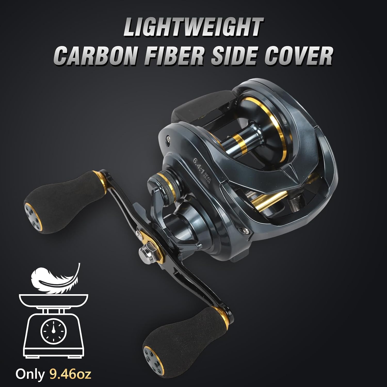 Baitcaster Reels 6.4:1 High-Speed Gear Ratio 33LB Max Drag 8+1 Bearings