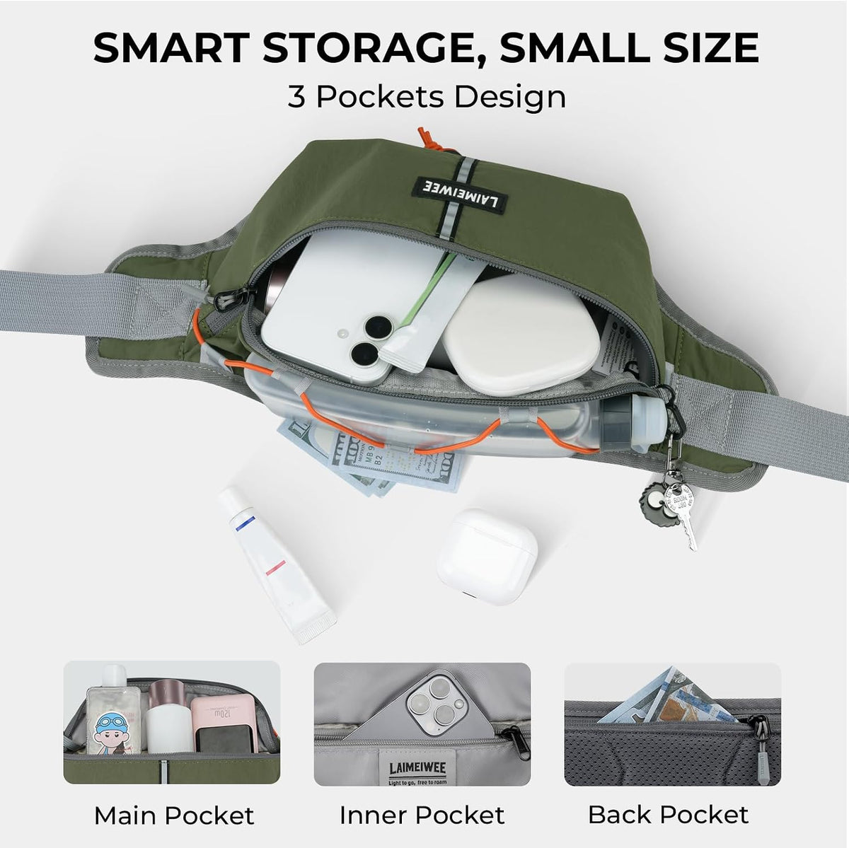 2L Fanny Pack for Women Men, Anti‑theft Waist Bag with RFID Blocking
