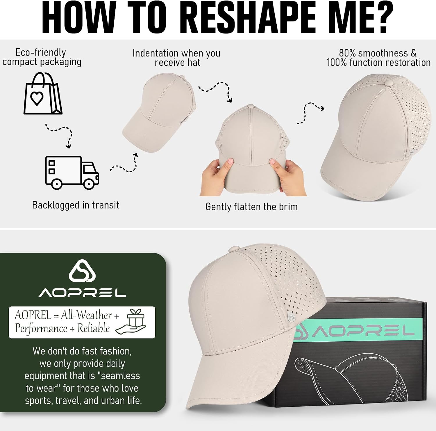 AOPREL Baseball Cap Breathable Mesh Golf Hat Quick Dry Adjustable Baseball Hats for Men and Women Sport Running Workout