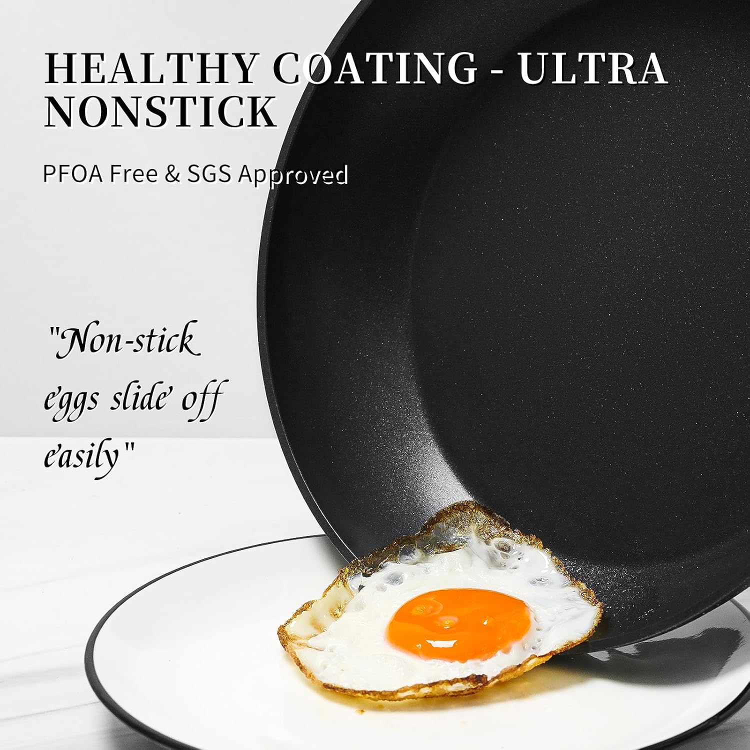Innerwell Nonstick Ceramic Frying Pans Skillets Set with Lid 8"+9.5"+11"