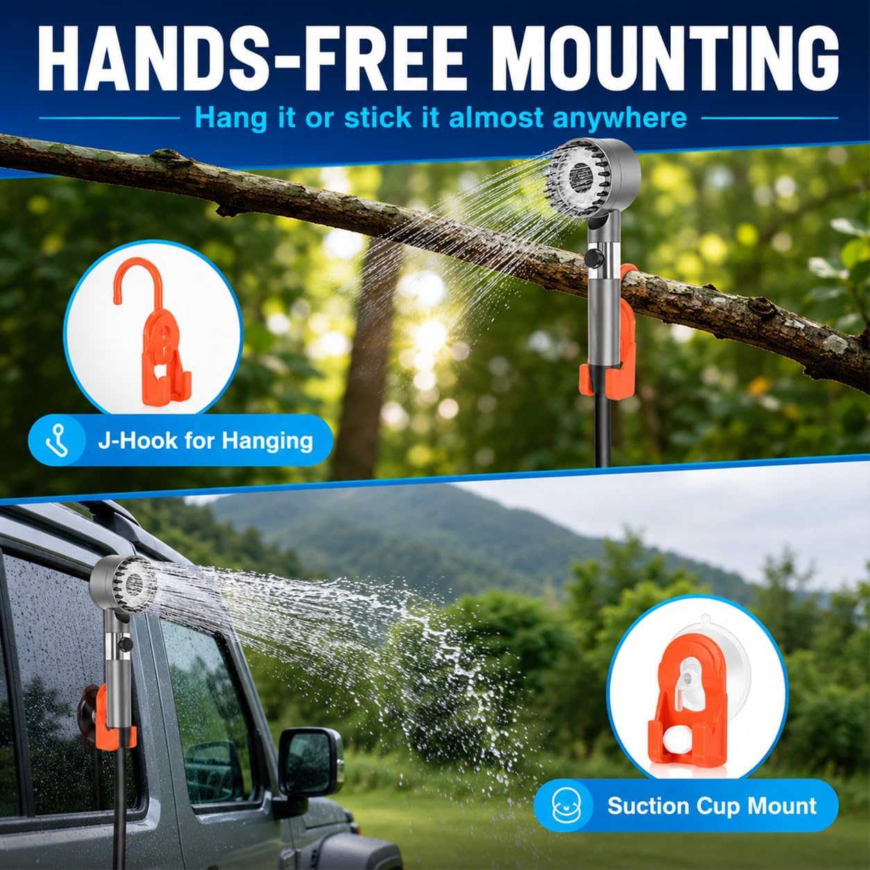 Portable Shower for Camping,7800mAh Rechargeable Camping Shower Pump
