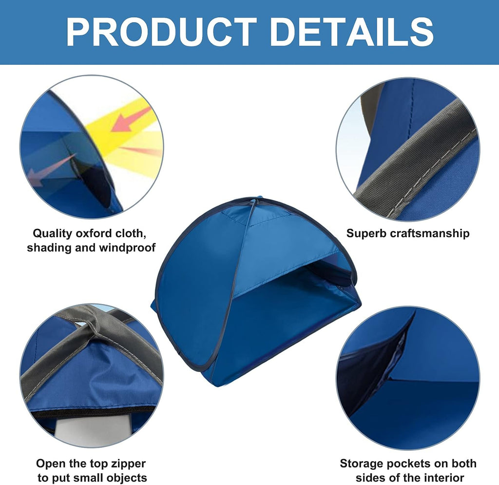 Beach Sun Shelter, Pop Up Portable Tent for Anti-UV Windproof Camping Picnic, Small Pets, Blue