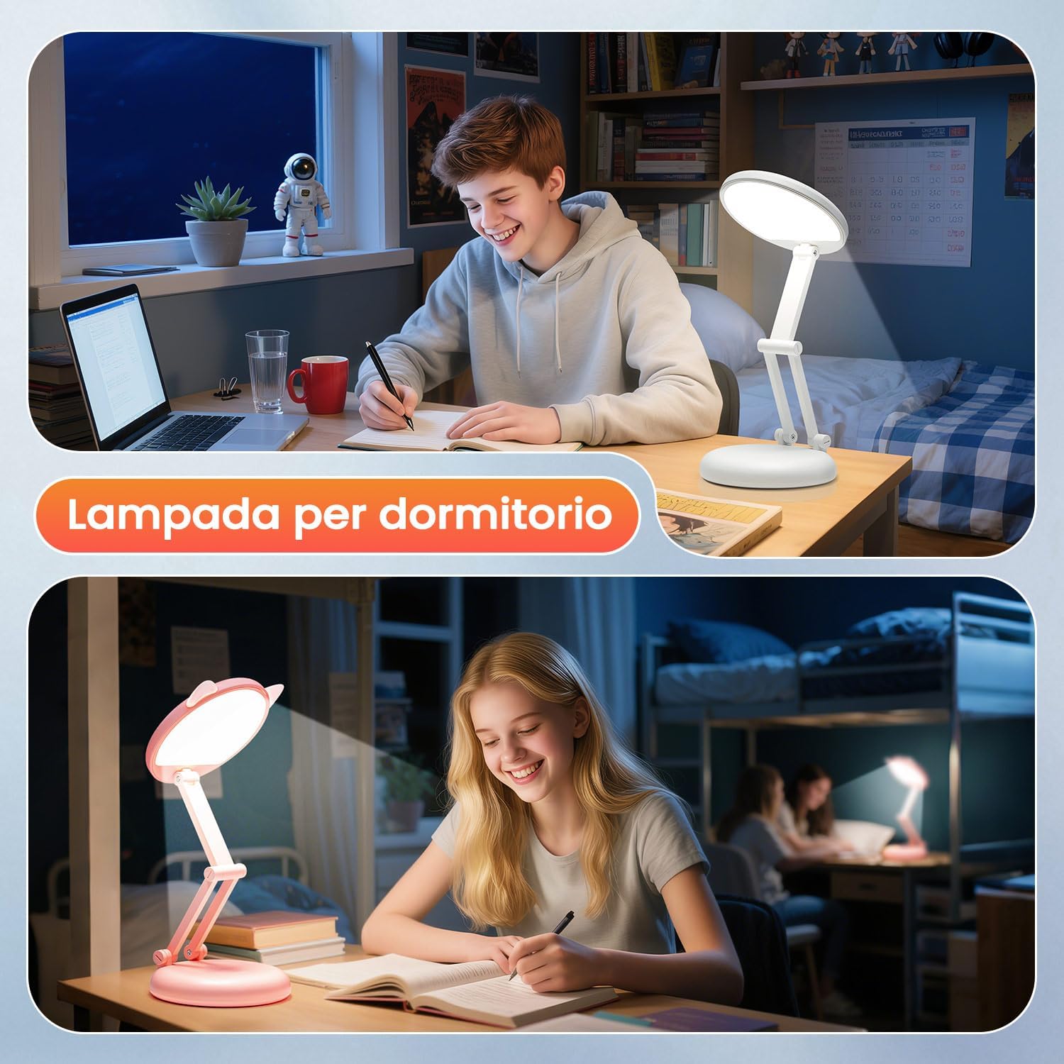 Battery Battery Operated Cordless Rechargeable Lamp - 3600mAh 10 Brightness Wireless LED Desk Table Lamp, Small Mini Portable Battery Powered Light for Home Office, Reading, Nail Light