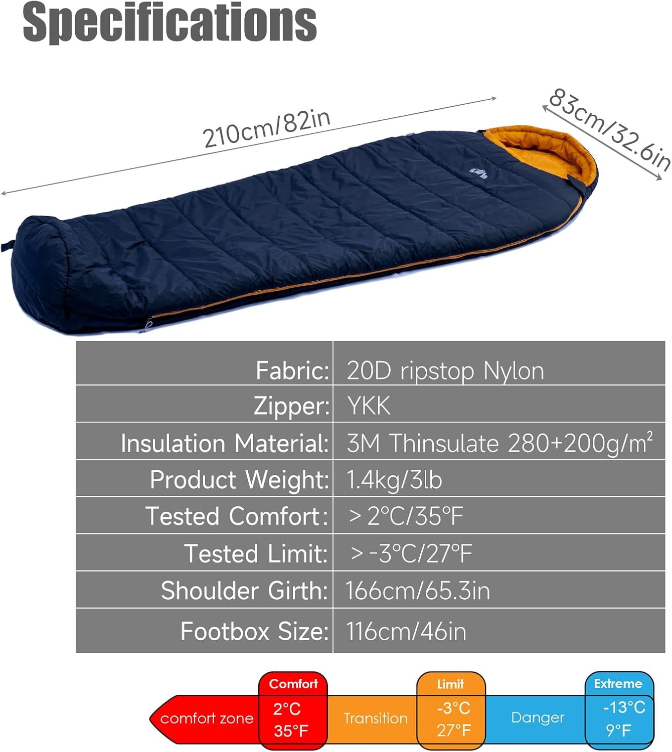 iClimb 3M Thinsulate Insulation Sleeping Bag