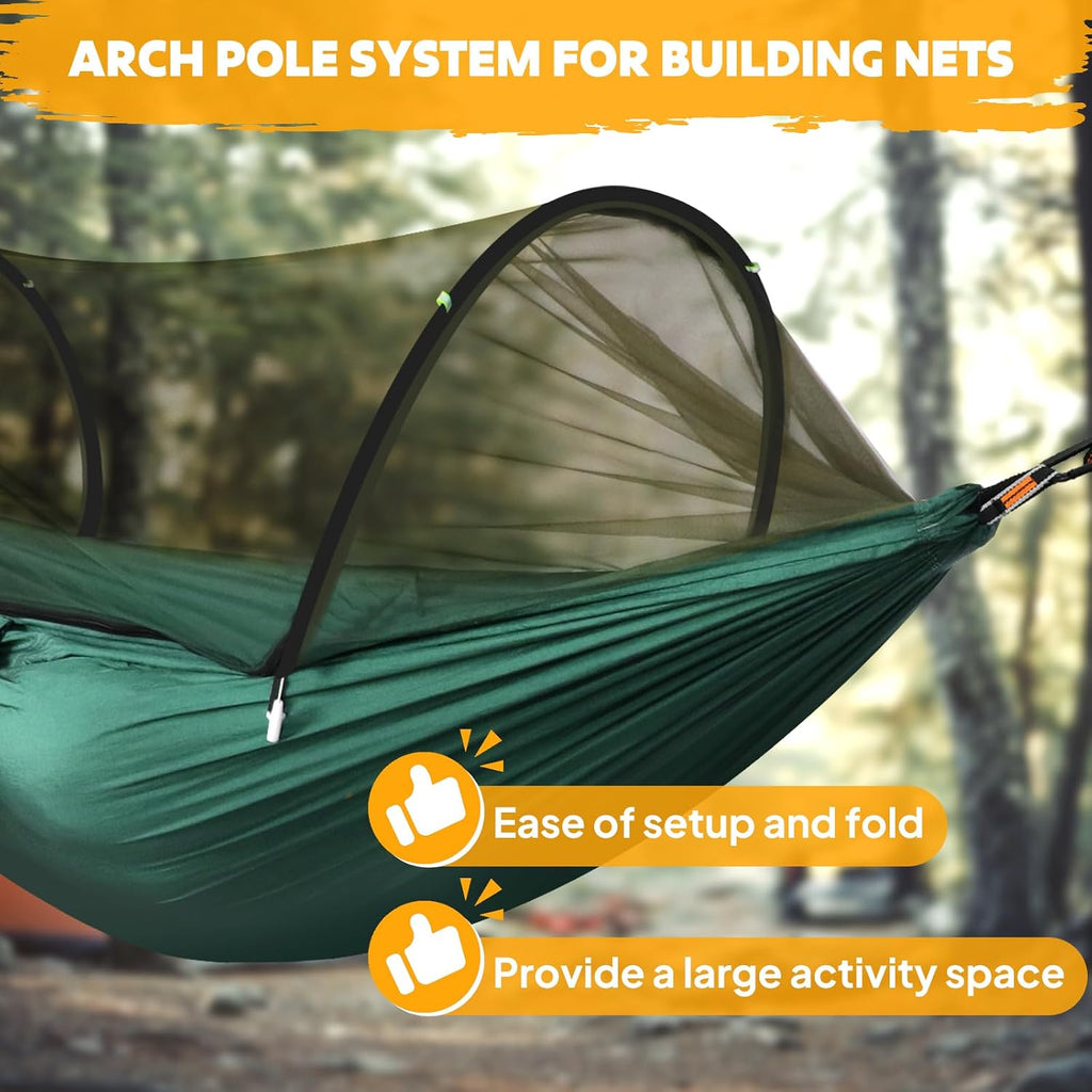 Chihee Ultra-Light Travel Camping Hammock Pop-up Net Hammock 660lbs Load Capacity,Breathable,Quick-Drying Parachute Nylon 2 Premium Carabiners,2 Tree Slings Included for Outdoor Backpacking Hiking