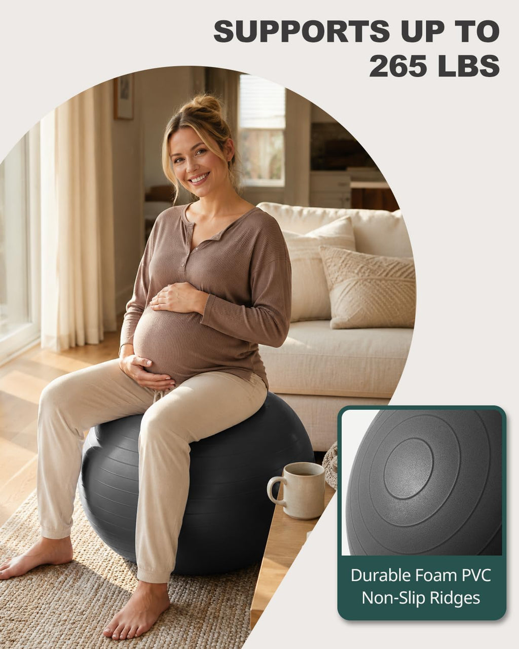 Trideer Yoga Ball for Exercise, Pilates, Core & Balance Training, Stability Ball for Pregnancy & Birthing Prep, Physical Therapy, Daily Stretching, Office Chair for Active Sitting, Quick Pump Included