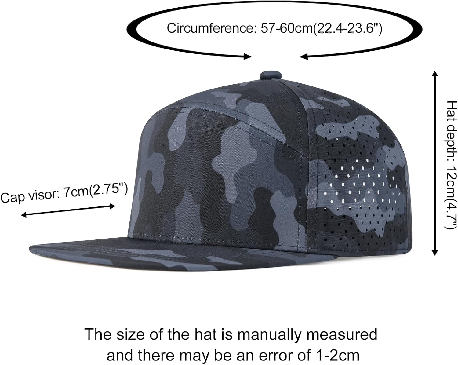 FEINION Men Laser Mesh Flat Brim Snapback Baseball Cap