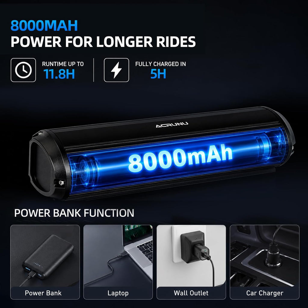 3250 Lumen Rechargeable Bike Lights for Night Riding with Tail Light
