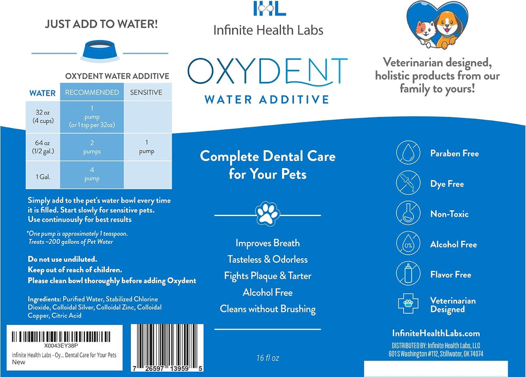 Oxydent Pet Dental Water Additive, Dogs & Cats, 16 oz