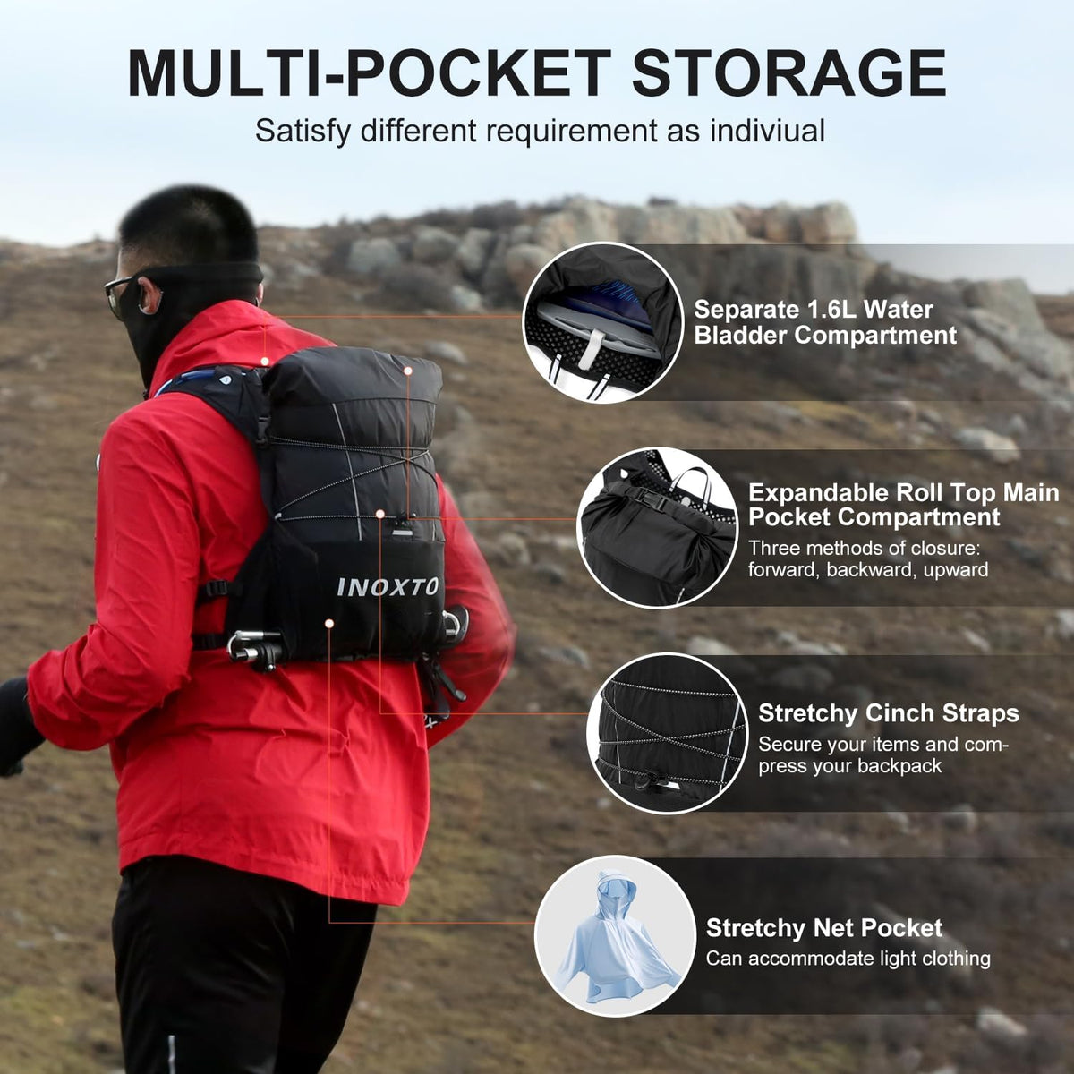 IX INOXTO Running Vest Hydration Backpack, Lightweight Running Backpack