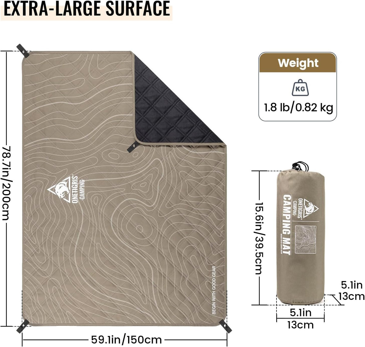 ONETIGRIS CAMPING Waterproof Picnic Blanket, Large Outdoor Blanket