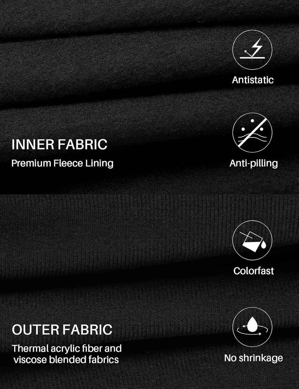 Thermal Underwear for Men - 2 Styles: 185g Lightweight Thin Base Layer & 220g Midweight Micro-Fleece Lined Long Johns