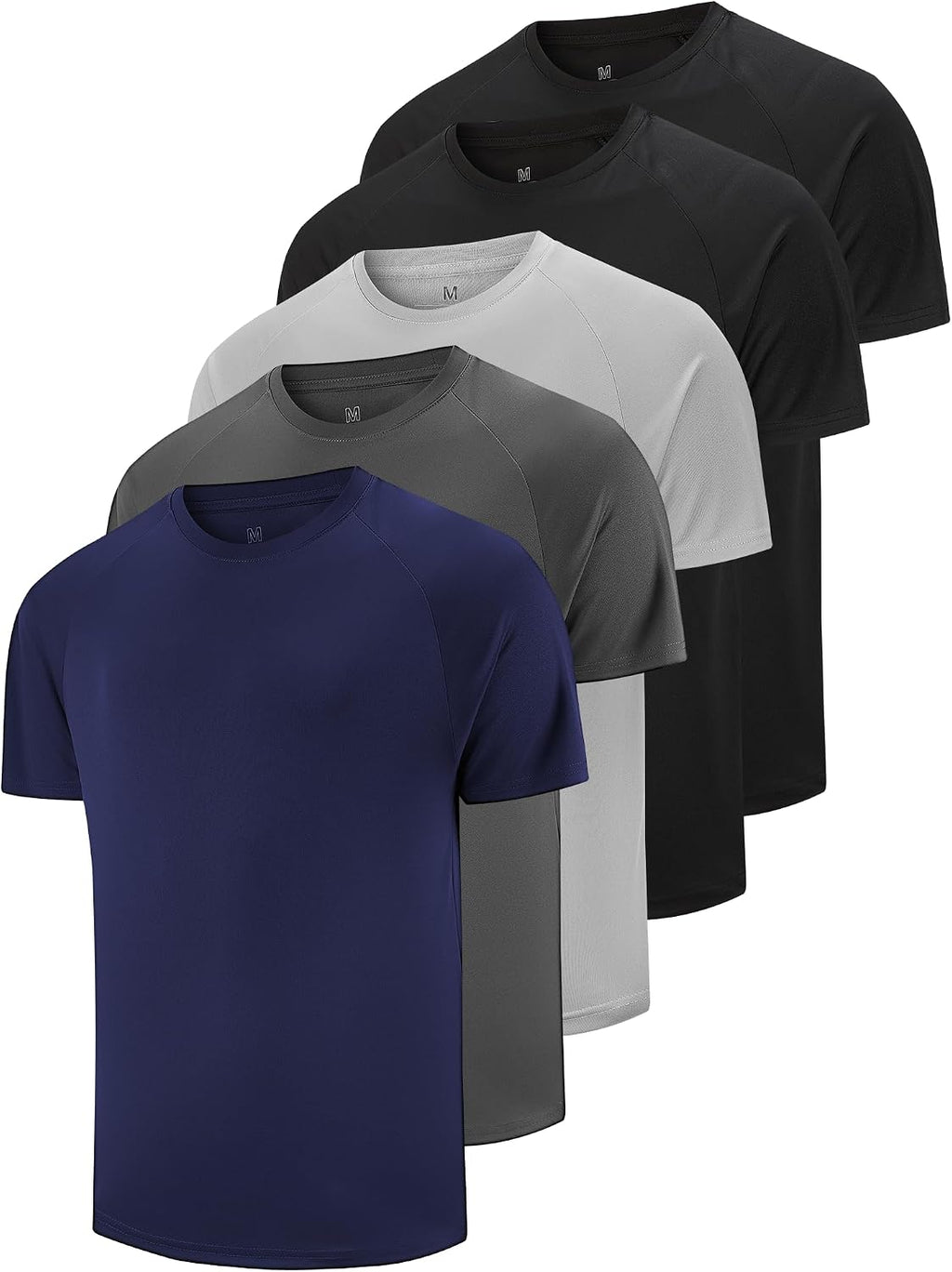 5 Pack Men's Dry Fit T Shirts Athletic Running Gym Workout Short Sleeve Tee Shirts for Men