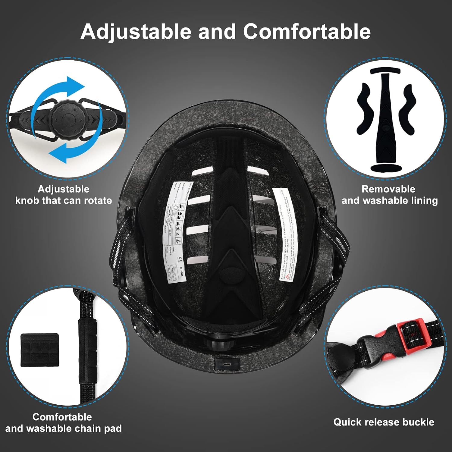 Adult Bike Helmet with LED Lights, Lightweight Adjustable Bicycle Helmet for Men Women, Safety Certified Cycling Helmet for Urban Commuting, Road Cycling, Skateboard and Scooter Riding