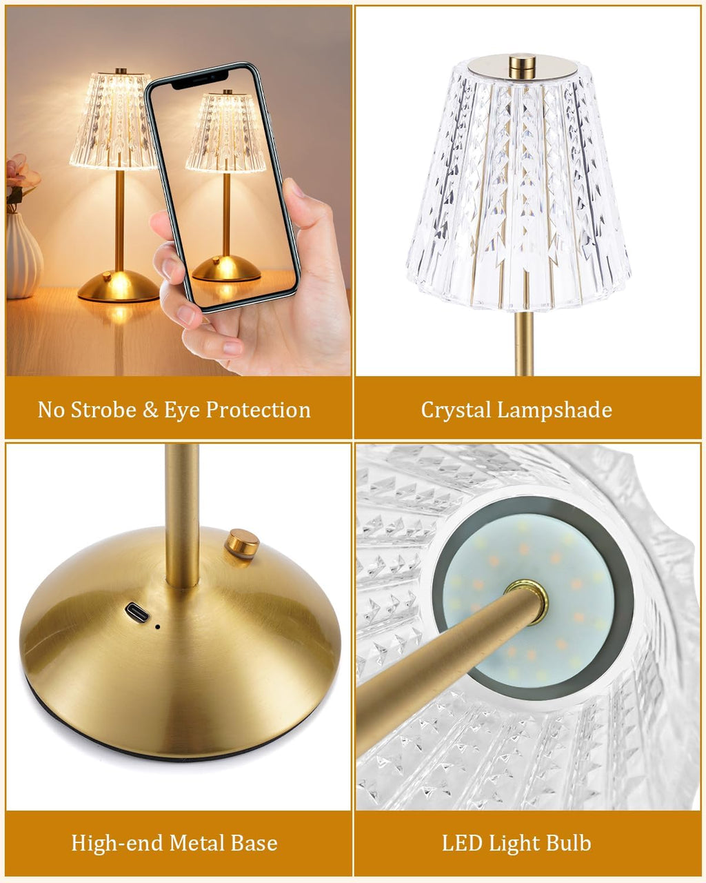 Cordless Touch Table Lamp, Classic Edition Rechargeable Small Desk Lamp