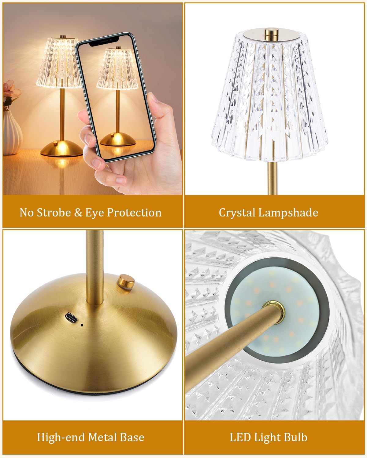 Cordless Touch Table Lamp, Classic Edition Rechargeable Small Desk Lamp