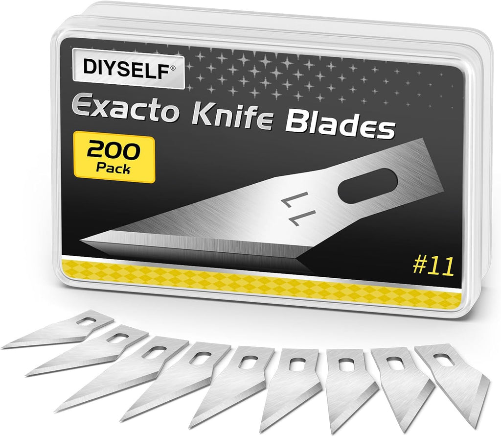 DIYSELF 200 PCS Exacto Knife Blades #11, High-Carbon Exacto Blades Refills
