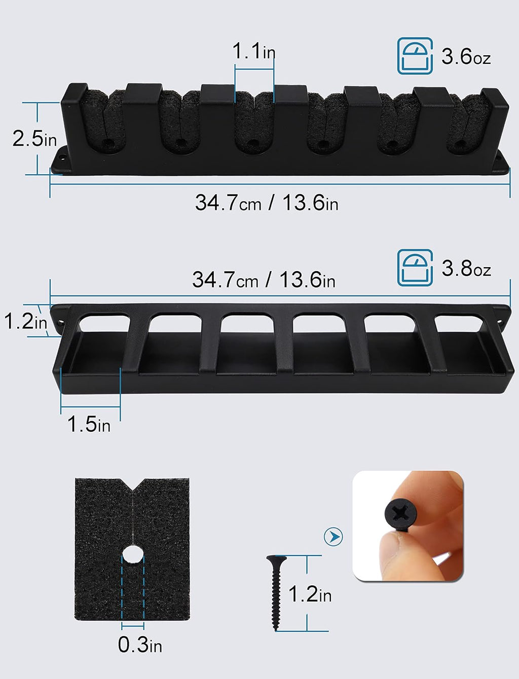 Fishing Rod Holders Vertical Rod Rack, Fishing Pole Holders for Garage, Wall, Ceiling Rod Stand, Black (1 Pair Black)