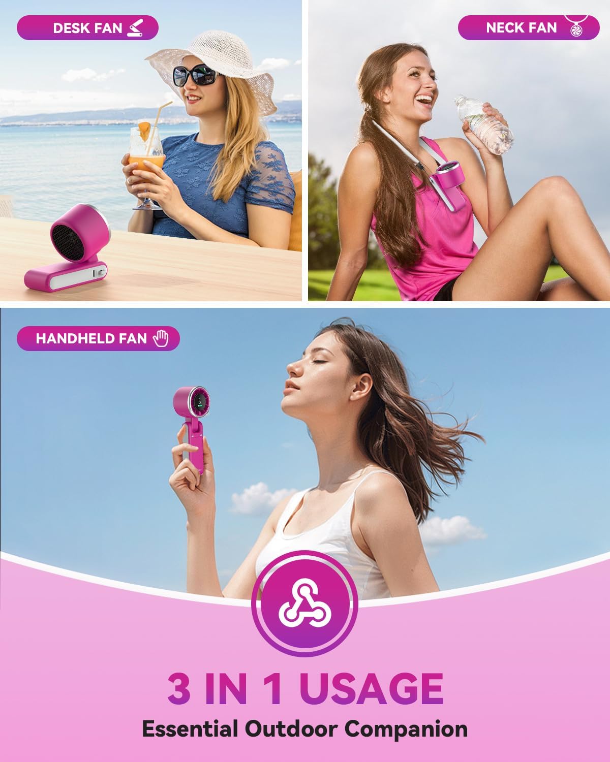 PlayHot Portable Handheld Turbo Fan, Travel Essentials, Gifts for Women/Men