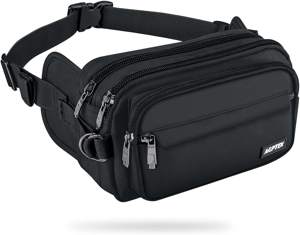 AGPTEK Fanny Pack for Women Men, RFID Large Capacity Waist Wallet Bag, Adjustable & Waterproof Bum Belt Pouch for Travel, Running, Shopping, Hiking, Dog Walking, Cycling, Climbing