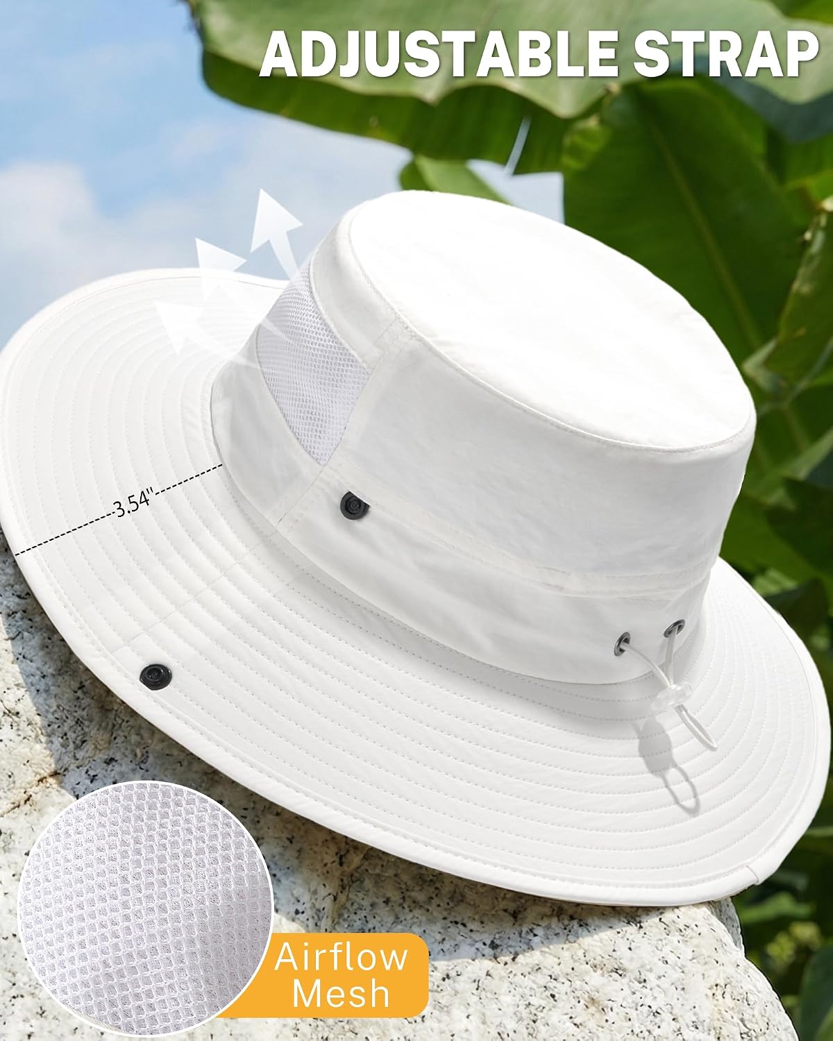 Women's Sun Hat Sun Protection Wide Brim Bucket with Ponytail Hole Summer
