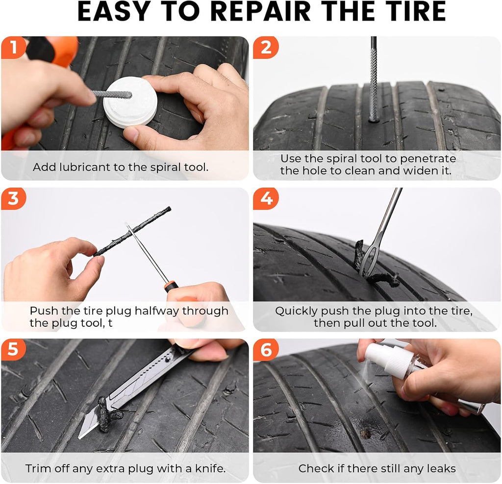 ETENWOLF Tire Repair Kit 42 Pcs, Heavy Duty Tire Plug Kit to Fix Punctures