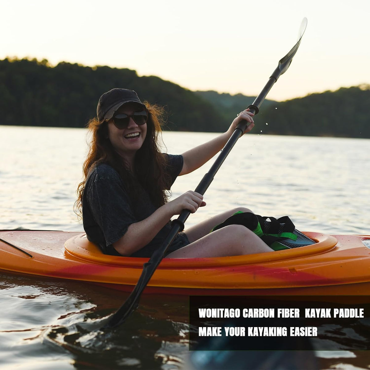 Adjustable Kayak Paddle with Carbon Fiber Shaft and Nylon Blade