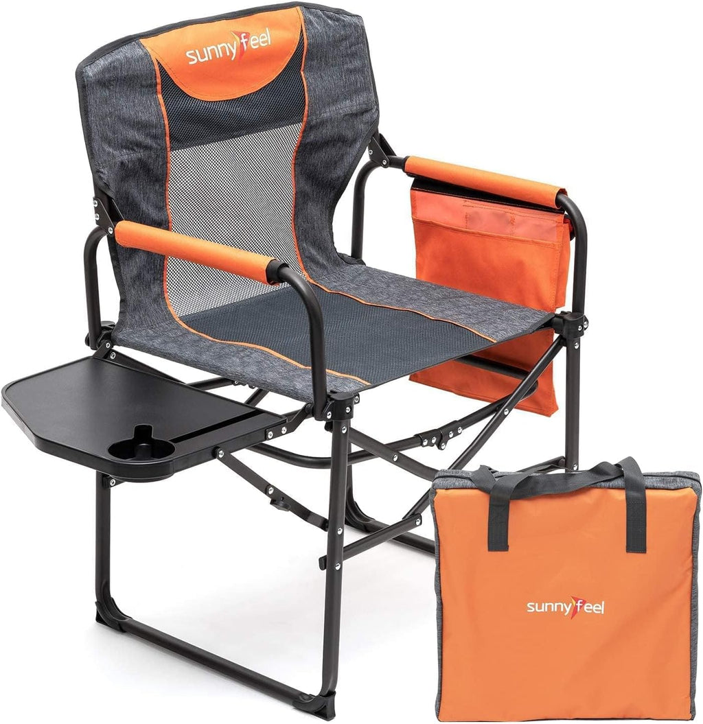 SUNNYFEEL Oversized Camping Chair Portable Directors Chairs with Side Table