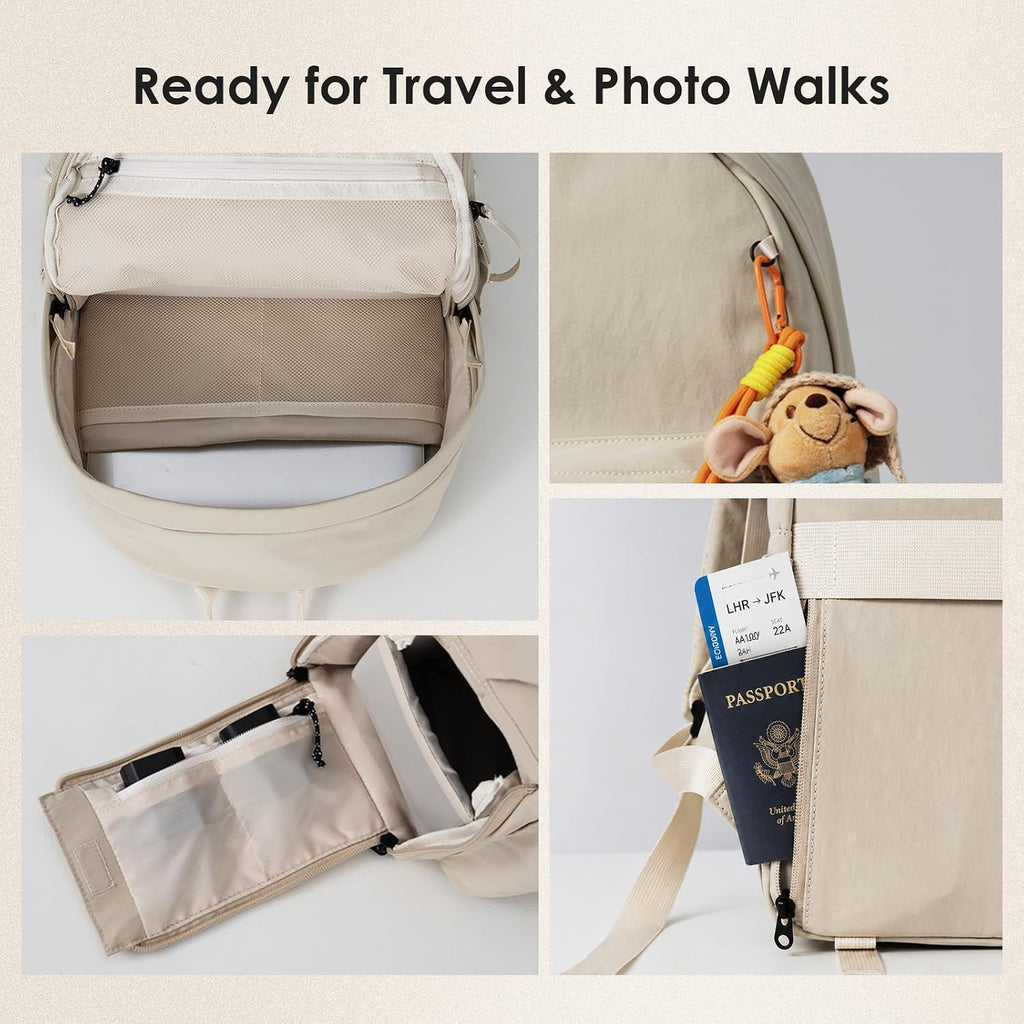 TARION Casual Camera Backpack 15L Urban Photography Bag, Once LT15, Beige