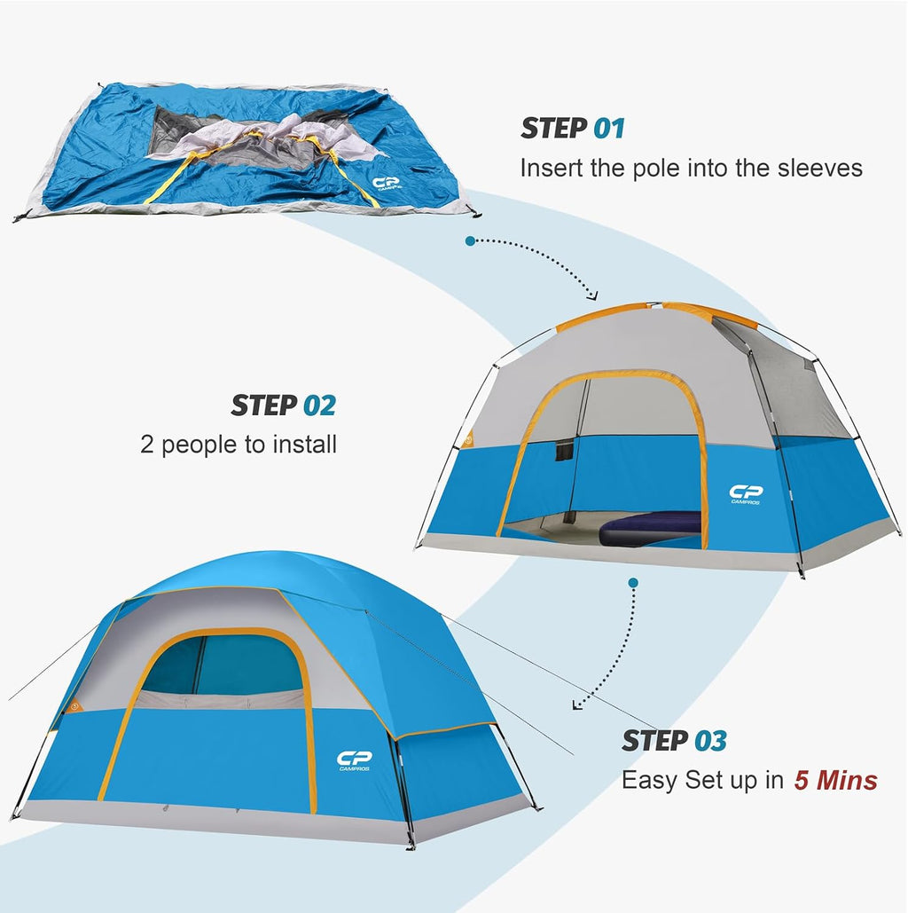 CAMPROS CP Tents for Camping 2/4/6 Person, Waterproof Windproof Dome Tent