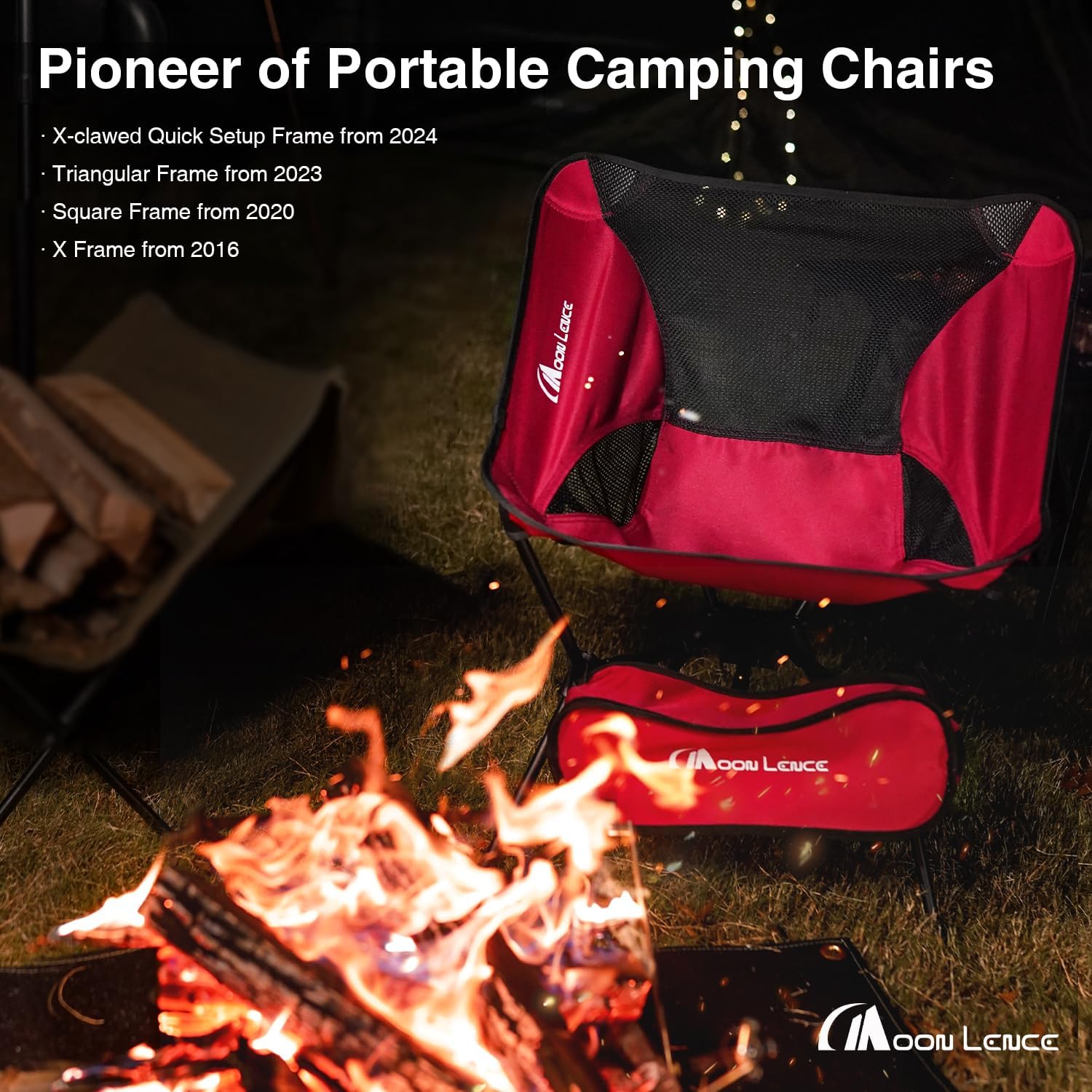 MOON LENCE Portable Camping Chair，Lightweight Backpacking Hiking Chairs,Compact,Foldable,with Anti-Sinking Large Feet for Beach,330 lbs Capacity (Grey, Standard)