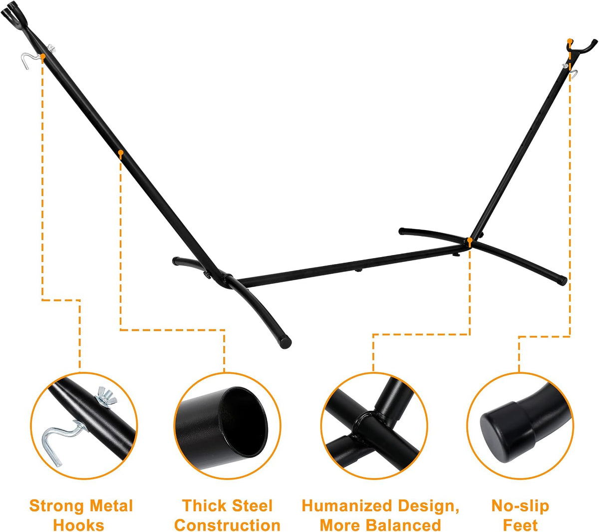 SUPER DEAL Portable 9FT Hammock Stand, Heavy Duty 2 Person 620 LBS Capacity Steel Hammock Frame with Portable Carrying Case, Adjustable 6 Optional Hook Positions, Weather Resistant Black