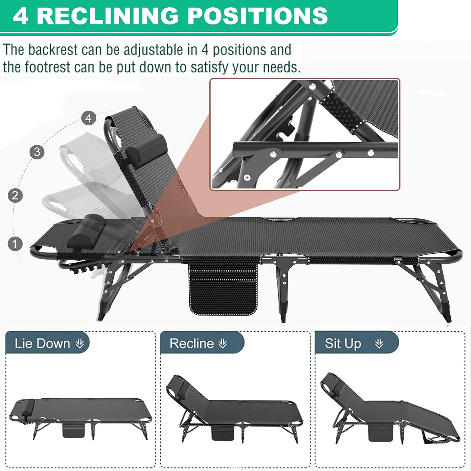 LILYPELLE Portable Folding Camping Cot with Mattress and Pillow for Adults