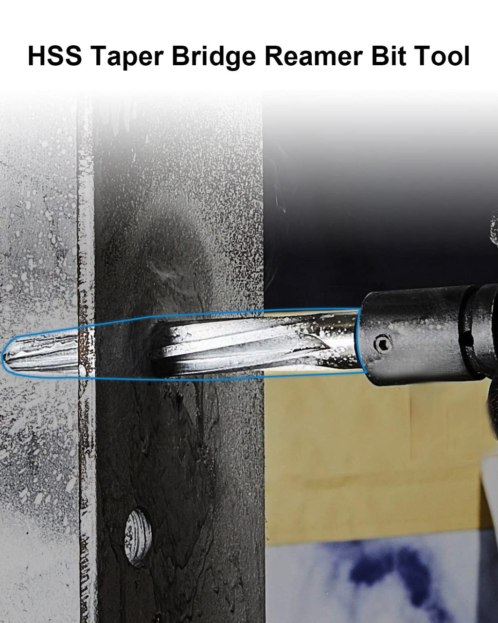 4Pcs Drill Bridge/Construction Reamer Bit Set 3/8" 1/2" 5/8" 3/4" with 1/2" Shank HSS Taper Chucking Reamer Bit Tool for Steel Metal Wood Alloy Drilling Hole with Aluminum Box