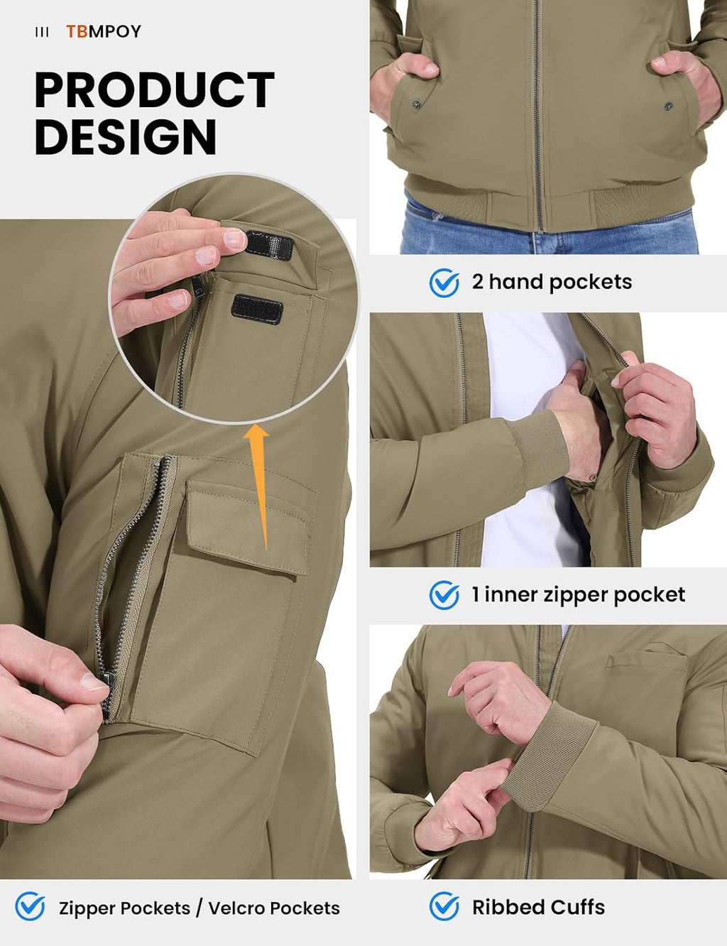 TBMPOY Men's Winter Bomber Jacket Fall Casual Windbreaker Softshell Jackets