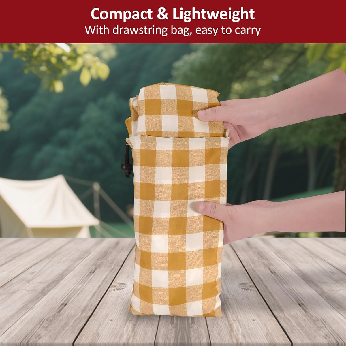 6ft 72in Picnic Table and Bench Cover, 3 Pack, Coffee Checkered