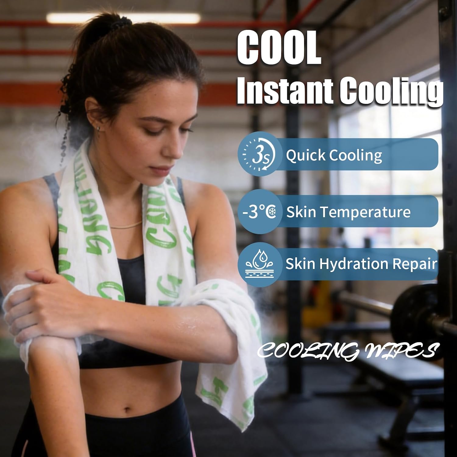 50 Pack Cooling Wipes Cooling Towels for Neck and Face Cool Towel Neck Wraps, Ice Towel, for Yoga,Sport,Running,Gym,Workout,Camping,Fitness,Workout & More Activities Camping in Hot Weather (Green)
