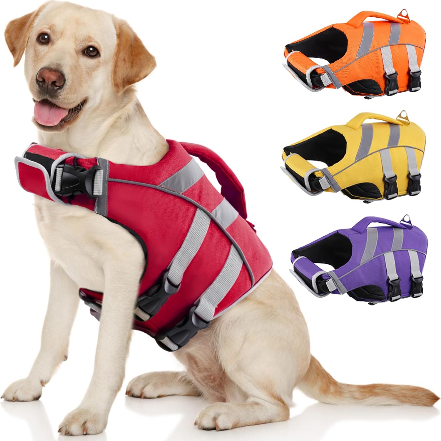 Kuoser Reflective Dog Life Jacket, Dog Life Vest for Swimming Boating