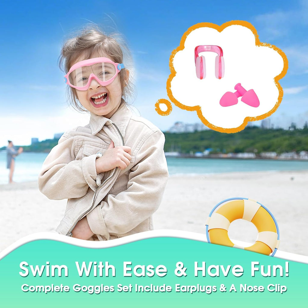 2 Pack Kids Swimming Goggles Anti-fog Swim Goggles Toddler Girls Boys 3-15
