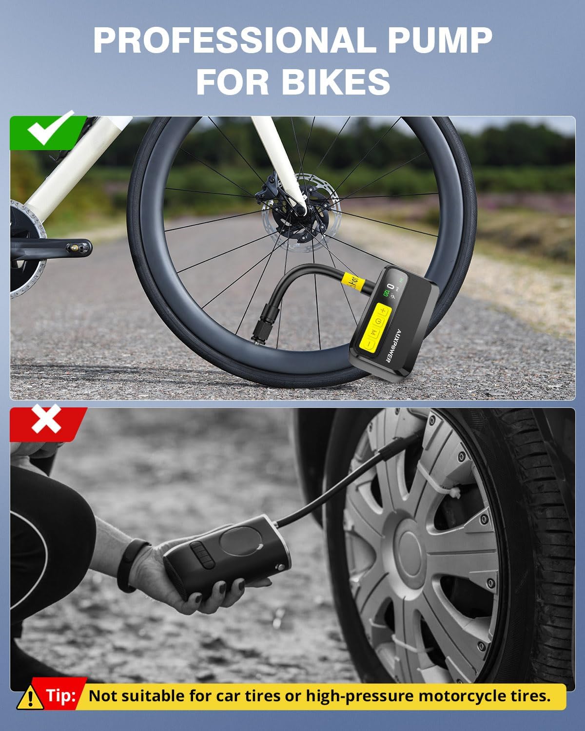 Auxpower 2026 New Electric Bike Pump with Gauge 120PSI Bicycle Pump