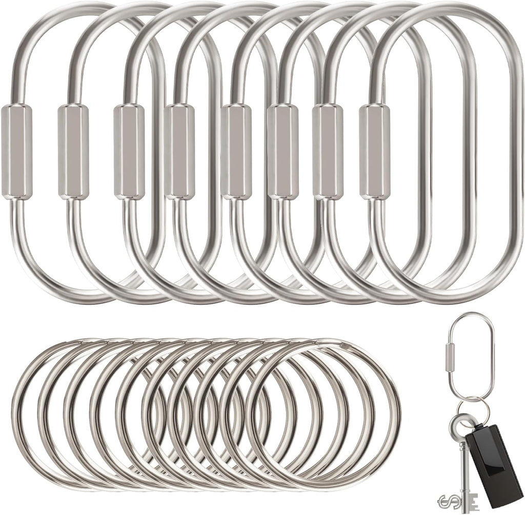Muitcdo Brass Key Rings Bulk, Key Chain Organizer Holder for Men Women with Secure Screw Locking (8 Pack)