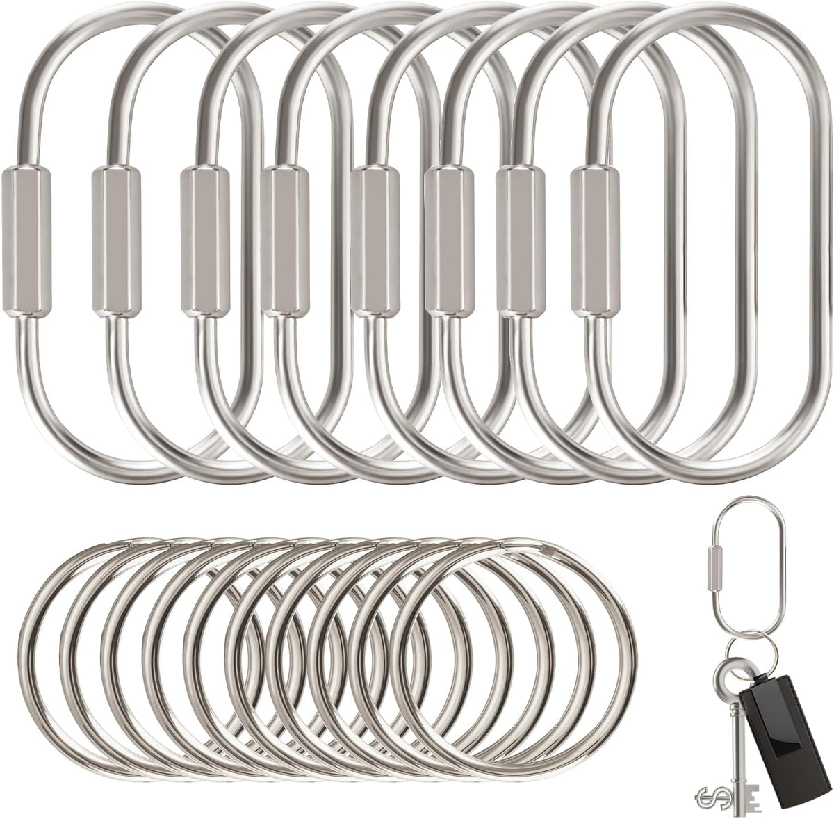 Muitcdo Brass Key Rings Bulk, Key Chain Organizer Holder for Men Women with Secure Screw Locking (8 Pack)