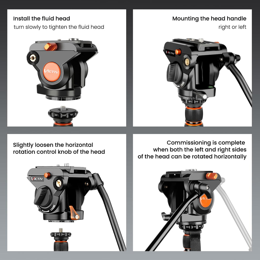 Victiv 72" Video Camera Tripod, Heavy Duty Fluid Head Tripod with Carry Bag
