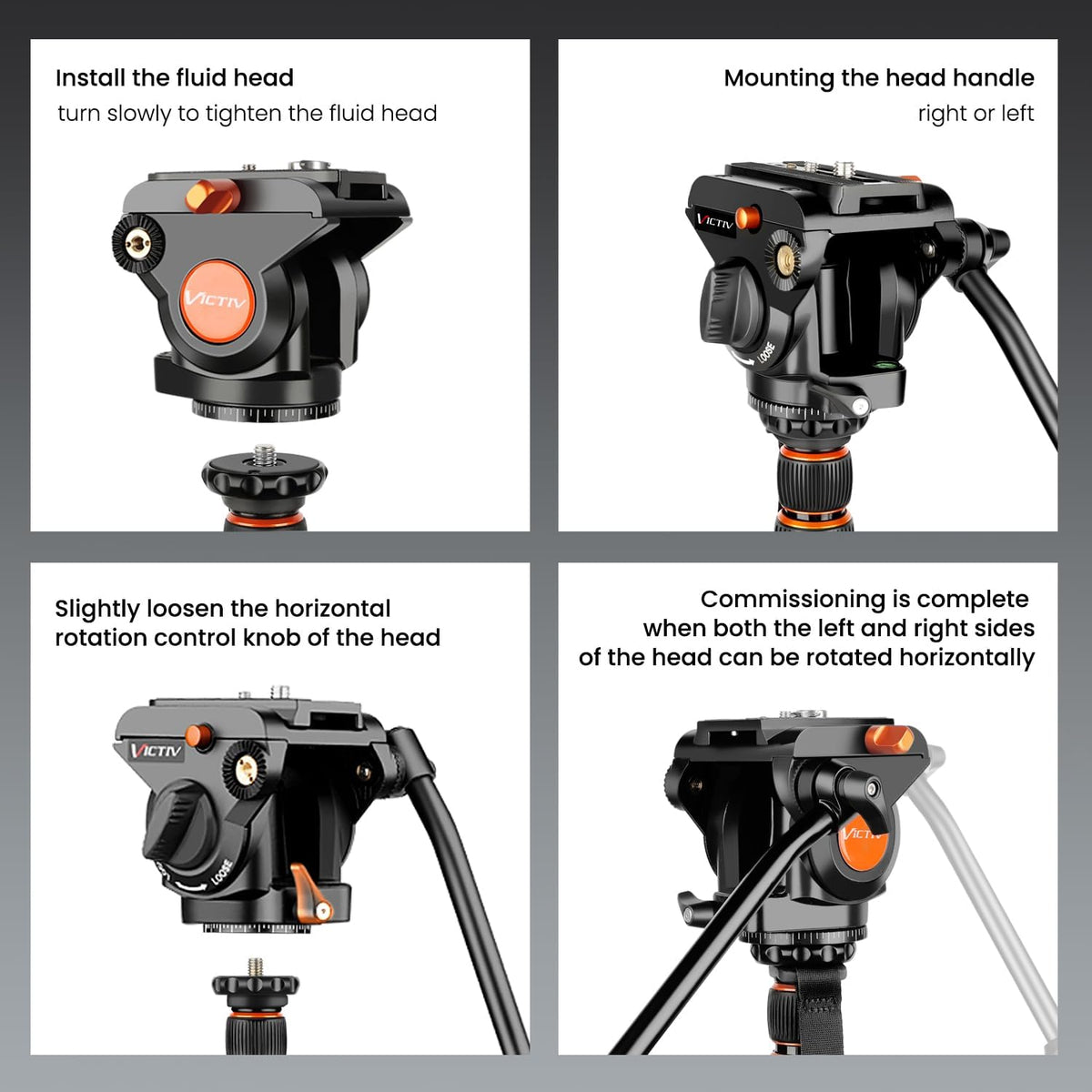 Victiv 72" Video Camera Tripod, Heavy Duty Fluid Head Tripod with Carry Bag