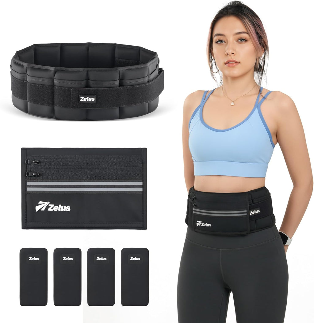 ZELUS Weighted Belt for Women Men, 6/8/10lb Z-Fit Adjustable Weighted Belt